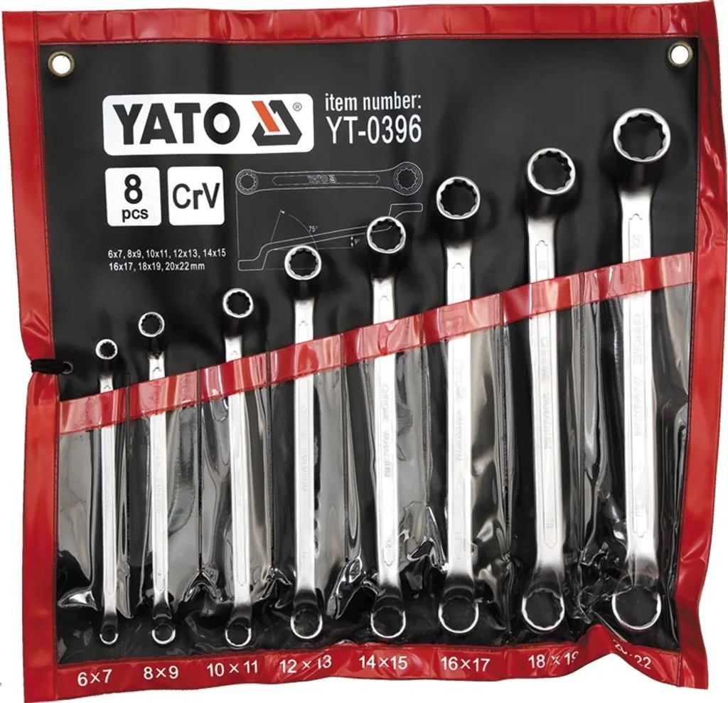 Kit 8 Clés Mi-Lune Yato 0396 pour Accès Difficiles Moteur 6-22mm