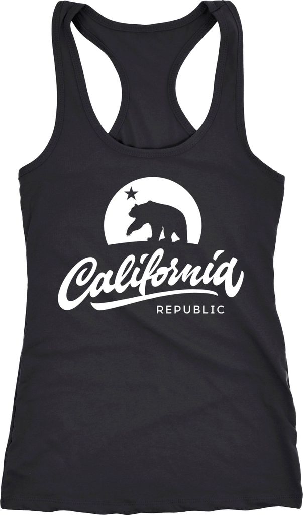 Damen Tank-Top California Republic Bear Kalifornien Bär Sommer Racerback Neverless schwarz XXL