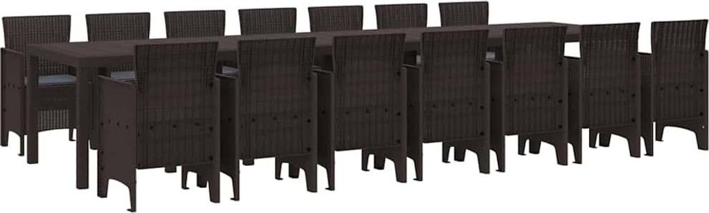 SYFAX Garten Essgruppe 15 pcs Braun Polt Rattan