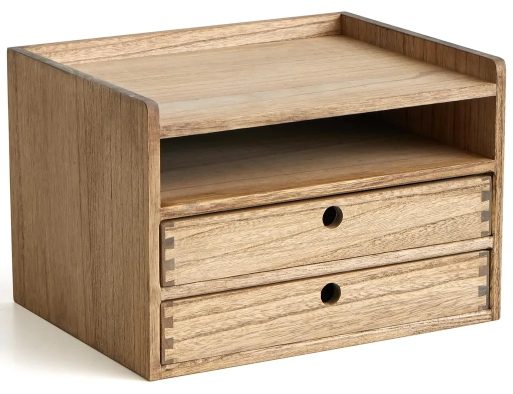 Organiseur de bureau en bois massif Plateau de rangement pour fournitures