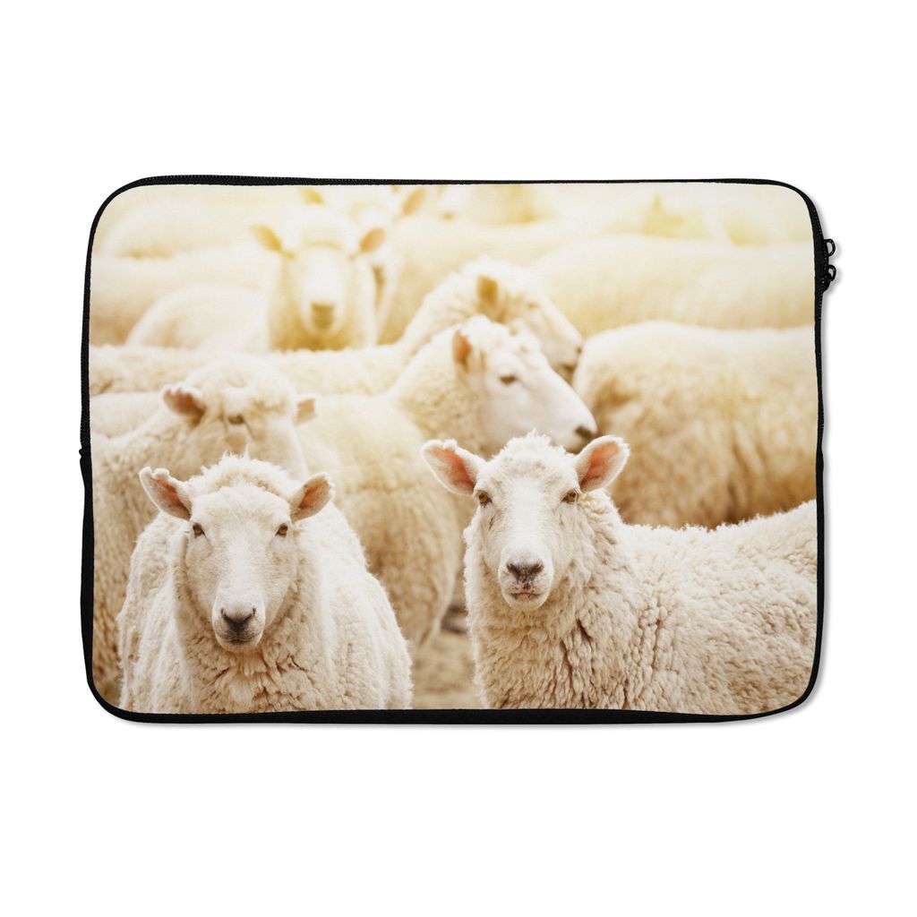 MuchoWow Laptop Hülle 13 Zoll Schafe - Wolle - Weiß Laptoptasche - Laptophülle - Sleeve - Rundumschutz