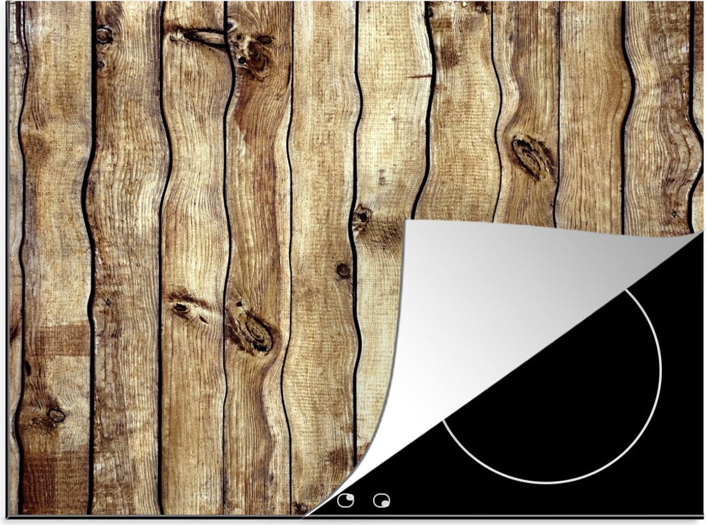 KitchenYeah Herdabdeckplatte Regale - Holz - Rustikal , 59x51cm, Küche Deko, Glaskeramikfeld Herdabdeckung, Abdeckplatte fùr Kochfeld