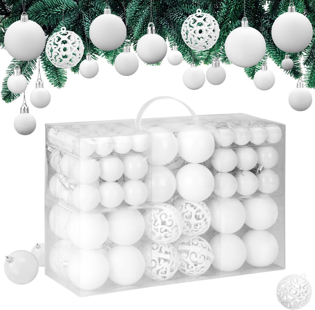 CASARIA® Boules de Noël 100pcs Ø 3-6cm plastique mat Image du produit 