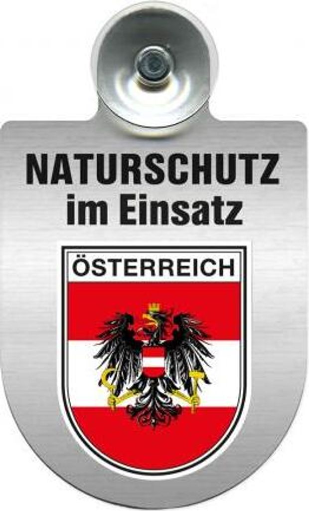 Einsatzschild mit Saugnapf - Naturschutz im Einsatz - incl. Regionenwappen 393826 Color - Region Österreich