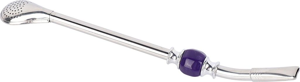 8.7in Straw Filter Spoon Stainless Steel Purple Pearl Multi Function Drinking Filter Spoon Straws