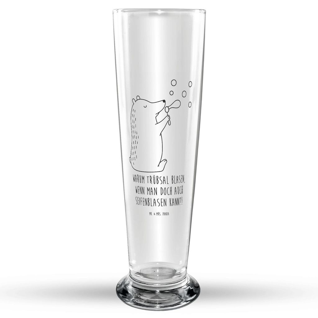 Mr. & Mrs. Panda Bierglas Bär Seifenblasen - Transparent - Geschenk, Teddy, Glasbecher, Bier Glas, Glasbierglas, Lustig Sein Glücklich Traurig Ha...