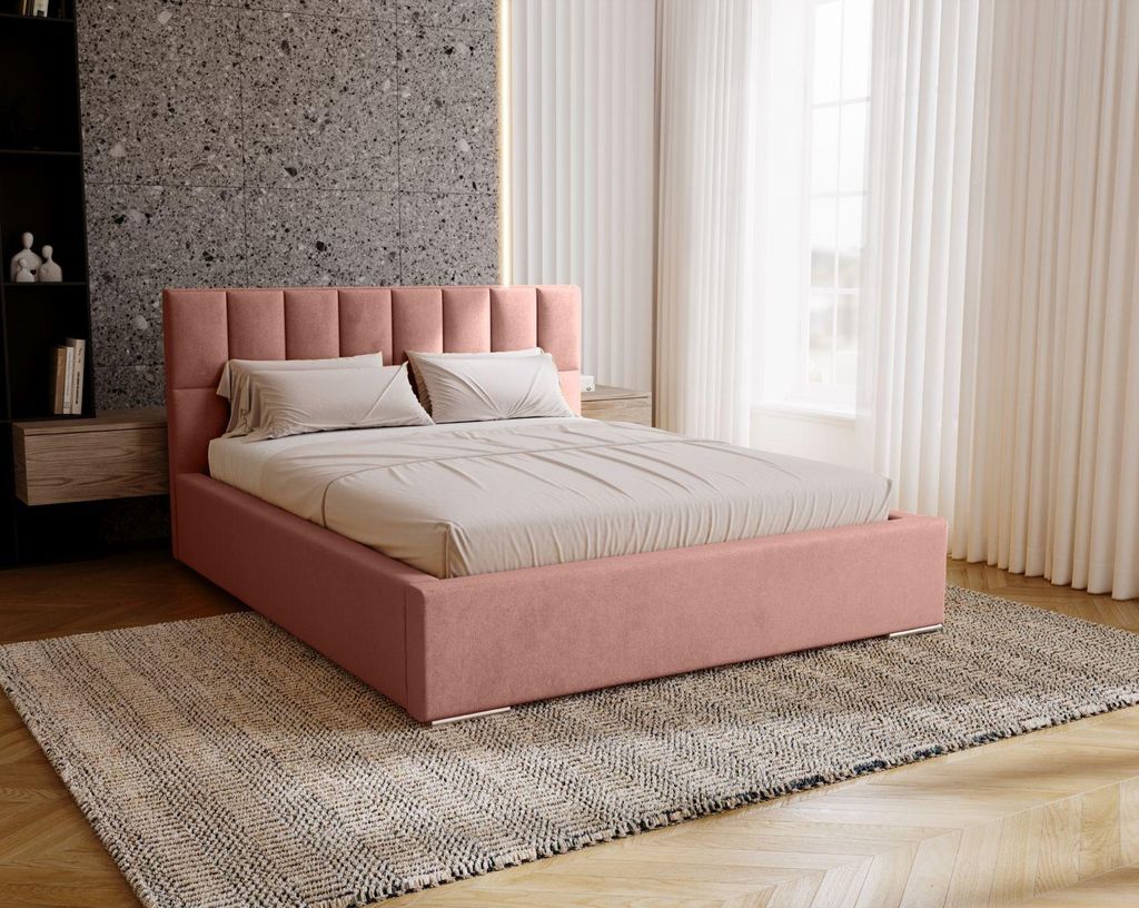 Doppelbett mit Polsterung 180x200 EMPORIA - rosa