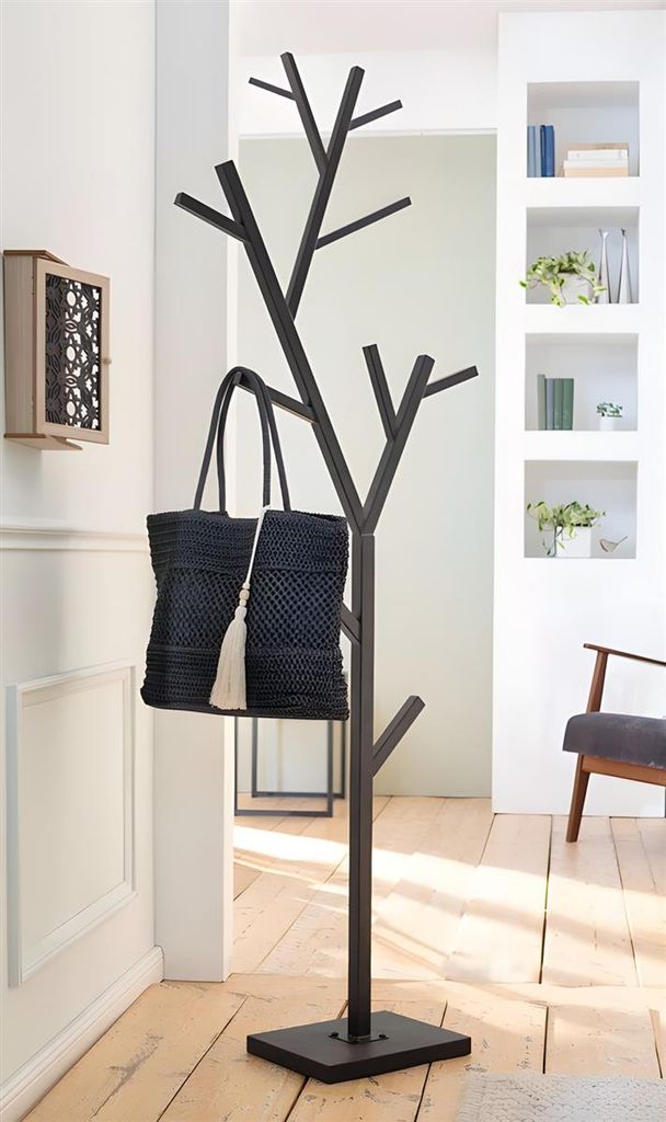 Garderobe "Baum" aus Metall, schwarz, 180 cm hoch, Standgarderobe, Flurgarderobe stehend