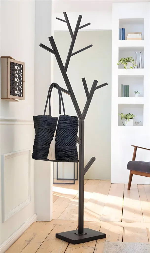 Porte-manteau sur pied en métal noir style Arbre - Mobilier entrée 180cm