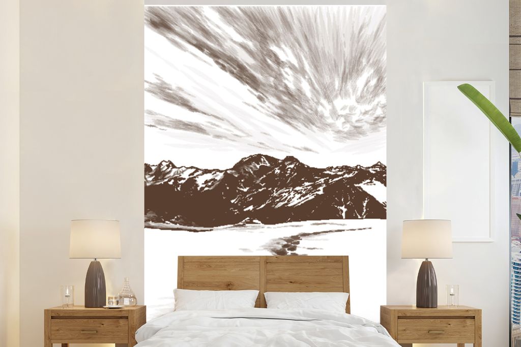 MuchoWow Fototapete für Wohnzimmer oder Schlafzimmer Wandtapete Vinyl Motivtapete Berg - Strand - Meer - 180x280 cm - Wallpaper