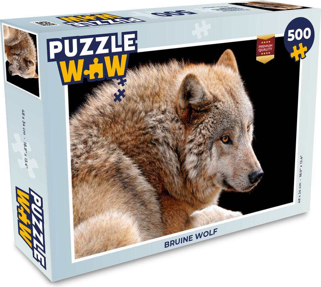 MuchoWow Puzzle 500 Teile Brauner Wolf - 500 Teile - Kinder - Selberbauen - Puzzlespiele