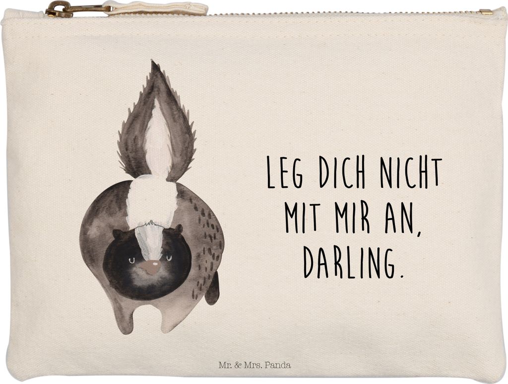 Mr. & Mrs. Panda Schminktasche Stinktier Angriff Grösse XL Große - Weiß - Geschenk, Pouch, Stinker, Waschtasche, Kulturbeutel, Raubtier, wütend...