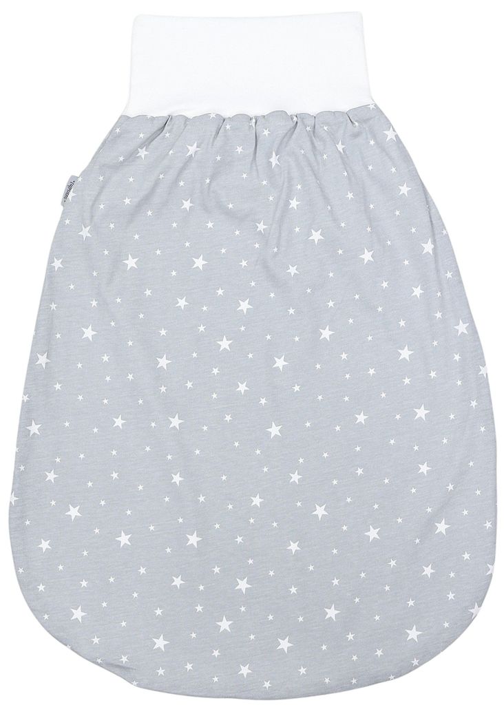 TupTam Unisex Baby Strampelsack mit breitem Bund Unwattiert, Farbe: Sterne Weiß / Grau, Größe: 6 - 12 Monate