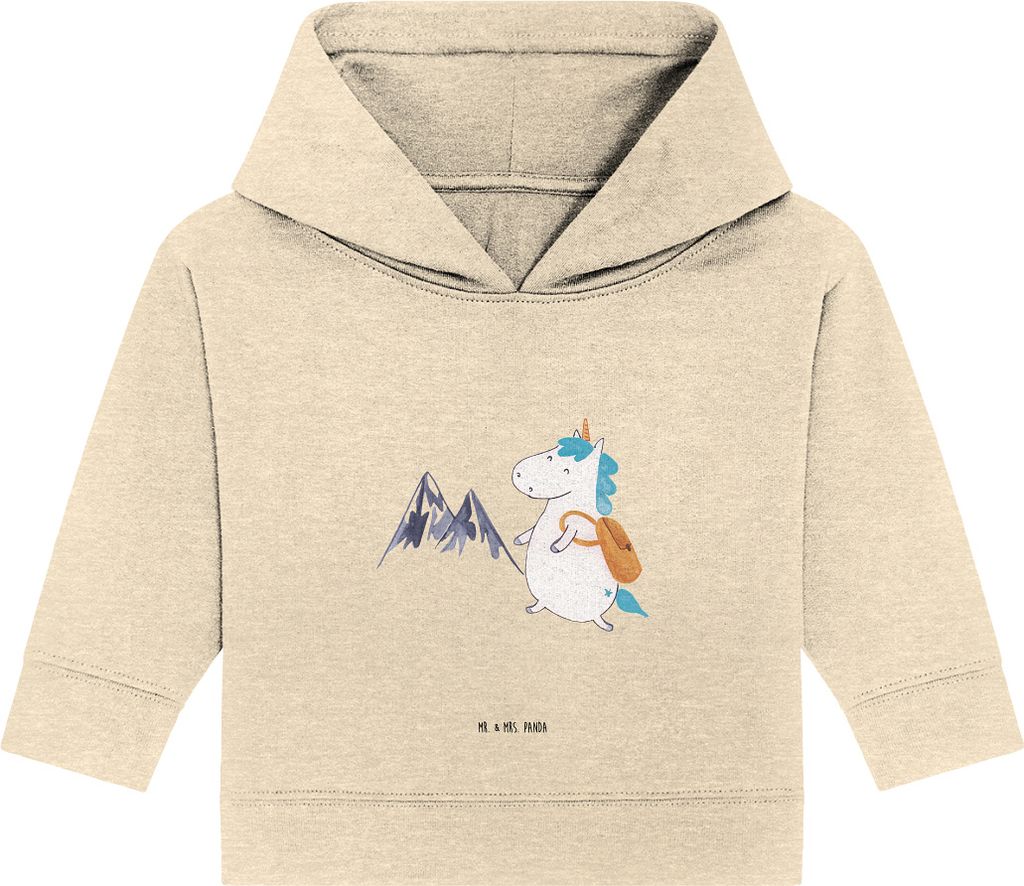 Mr. & Mrs. Panda Organic Baby Hoodie Einhorn Bergsteiger 24. - 36. Monat - Natural Raw - Geschenk, Reisen, Unicorn, Kapuzenshirt, Abenteuer, Berge,...