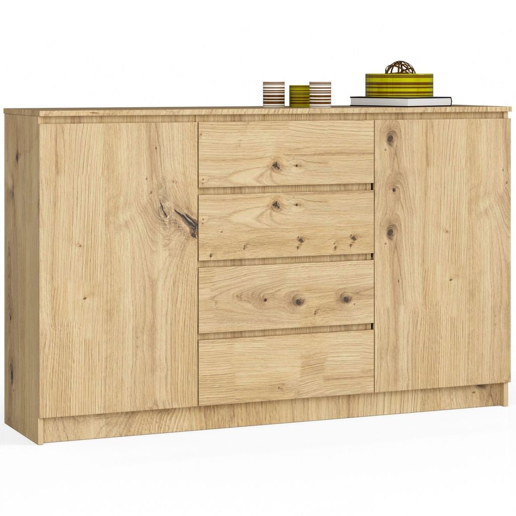 Kommode AKORD K160 Eiche Artisan 160 cm 2 Türen 4 Produktbild 