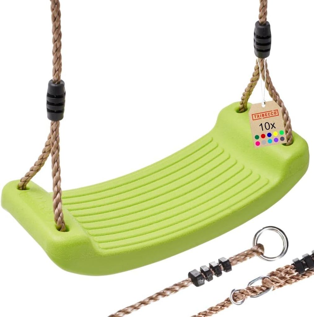 TRIBECCO Schaukel, Spielplatz, Sitz Anti-Rutsch, Kunststoff-Schaukel, Schaukelbrett (Apfelgrün)