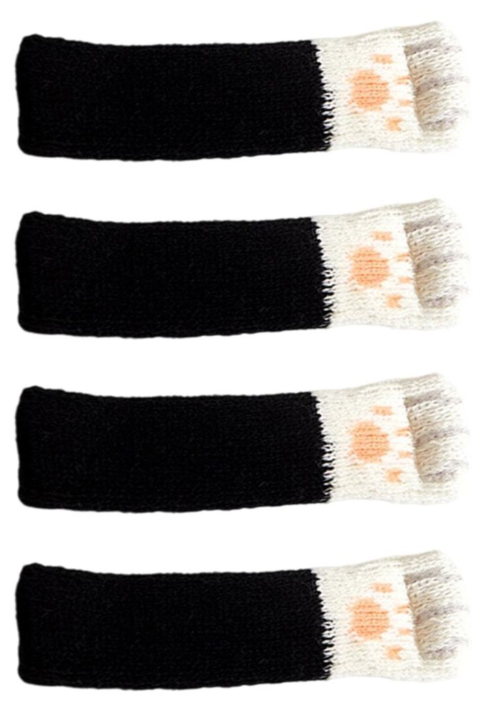 4er-Set Stuhlbeinüberzüge in Katzenpfotenform, gestrickte Möbelfüße, Bodenschoner, rutschfest, kratzfest, geräuschdämmend, für Hartholzböden