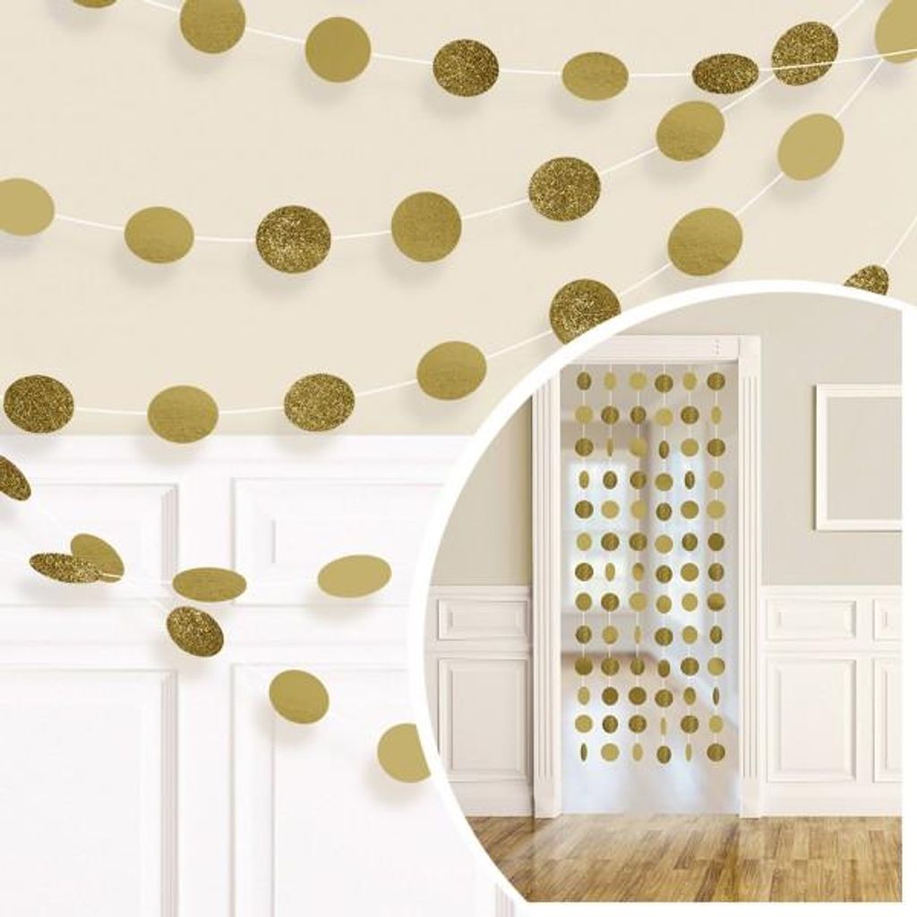 6 Glitzer Girlanden gold Produktbild 
