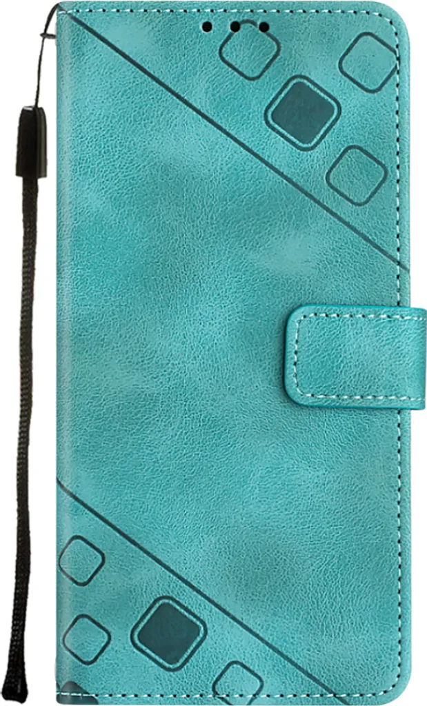 Custodia per iPhone 14 Pro in rilievo Custodia a portafoglio in pelle flip con funzione stand verde - 3