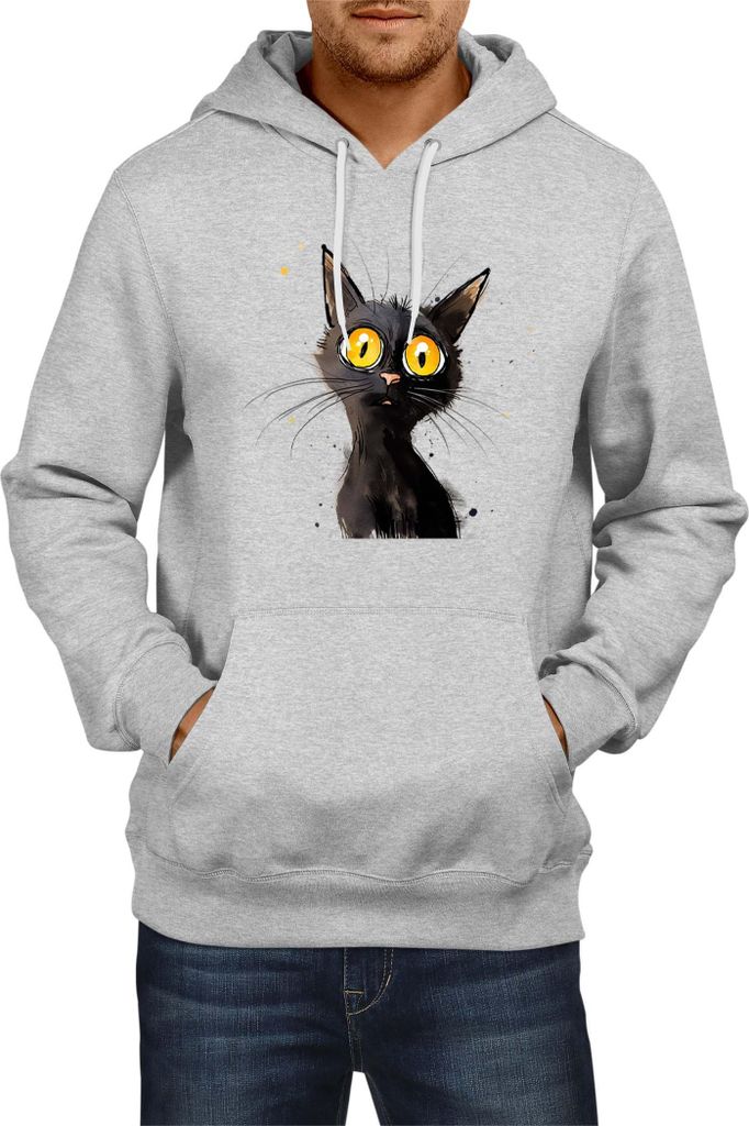 Herren Kapuzenpullover Funny Cats Breeds Bombay Cat 015, Man S / Grau