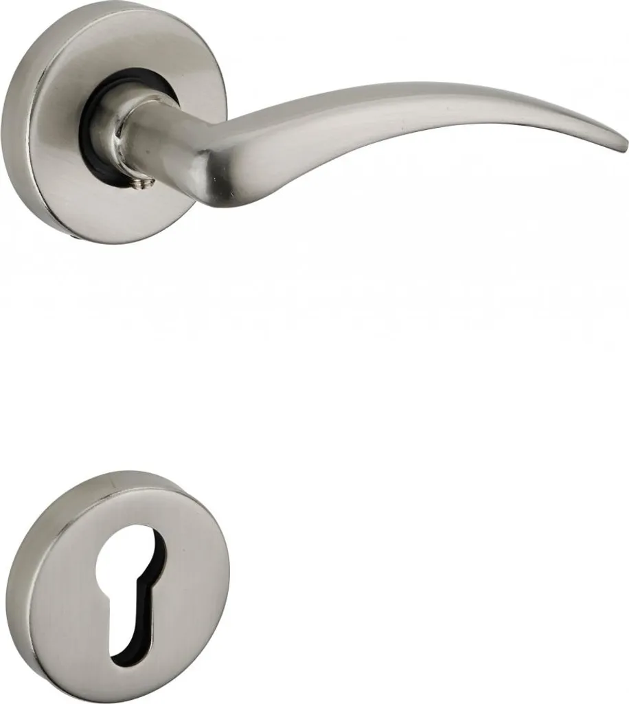 Poignée de porte double sur rosace nickel satiné, carré de 7mm type SP