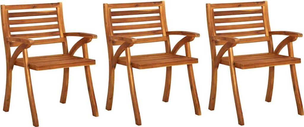 vidaXL Garten-Essstühle mit Kissen 3 Stk. Massivholz Akazie