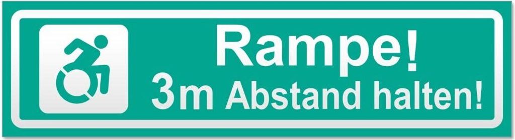 Kiwistar - Autoaufkleber - Türkis - 45 x 12 cm - Rampe Motiv 3m Abstand invertiert - Hinweis Aufkleber Sticker für Auto, Kfz, Fahrrad, PKW, LKW