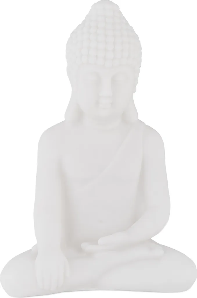 Lot de 2 Statues Bouddha pour Coin Méditation et Yoga - Blanc 17 cm