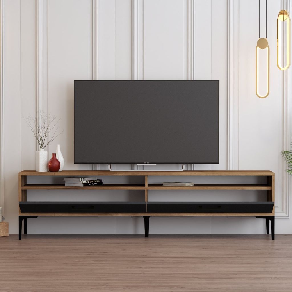 Skye Decor, Istanbul 2 - WalnutAnthracite, TV-Einheit, Nussbaum, 100 % MELAMINBESCHICHTETE SPANPLATTEN, 180 x 47 x 35 cm
