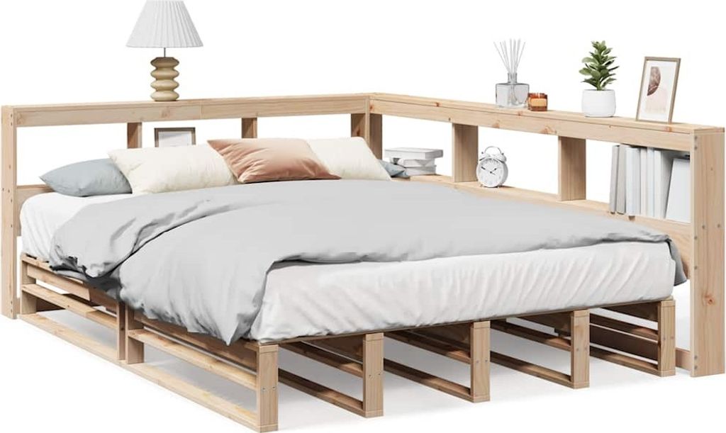vidaXL Massivholzbett mit Regal ohne Matratze 140x200 cm Kiefer