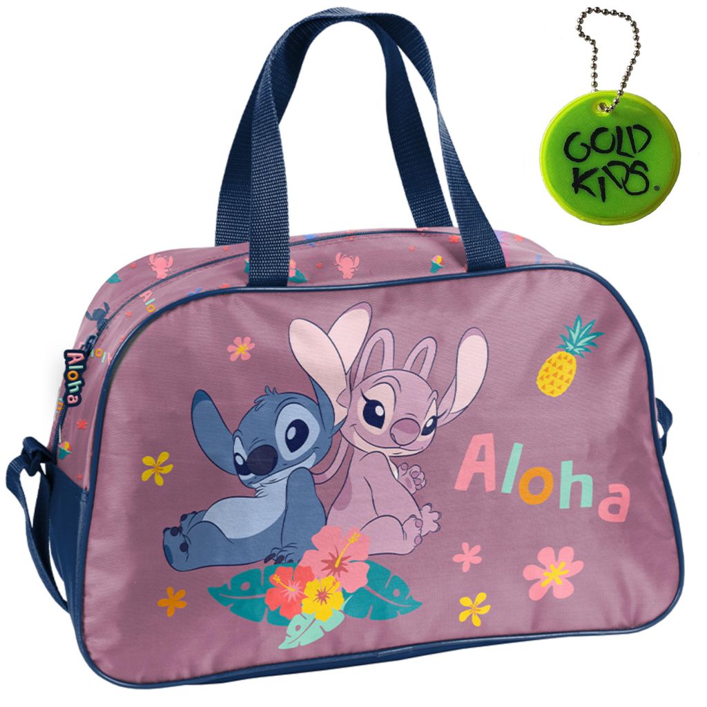 Sporttasche Kinder für Mädchen & Jungen - Umhängetasche mit Stitch Motiv - Schwimmtasche mit verstärktem Boden - Trainingstasche 40 x 25 x 15 cm