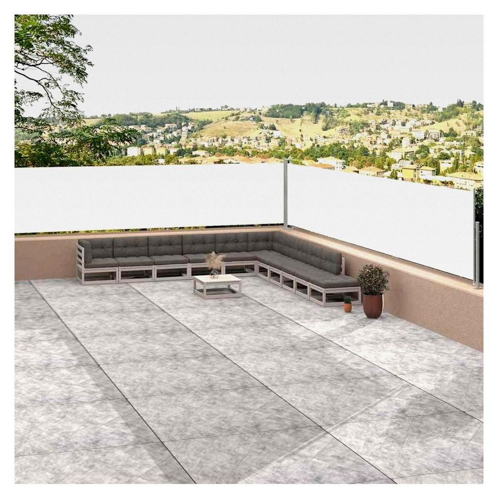 Ausziehbare Seitenmarkise Creme 117x1200 cm, Balkonmarkise wasserdicht für Terrasse, Wohnmobil, Garten und Café