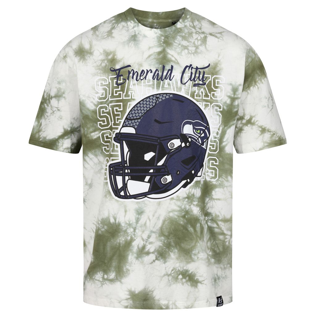 Seattle Seahawks - NFL - Tie-Dye Relaxed T-Shirt by Recovered, Helmet Green L