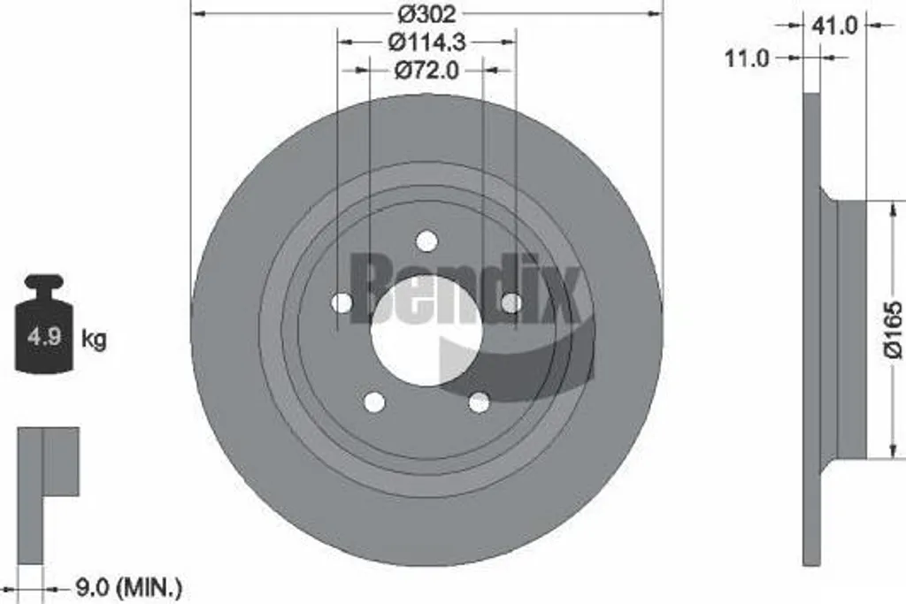 Disque de frein arrière pour Mazda 5 BENDIX BDS1708 Qualité OE