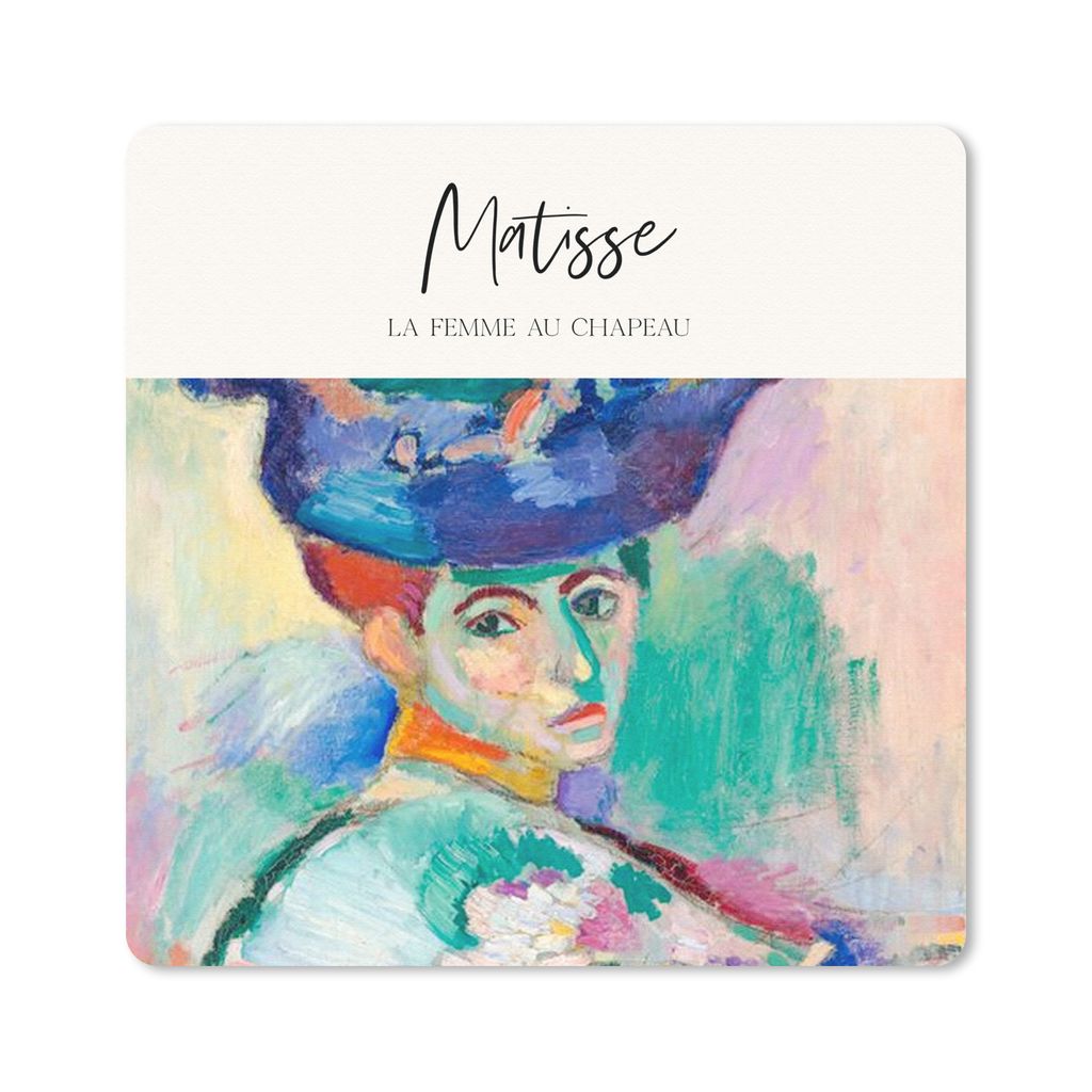 MuchoWow Mauspad Mousepad Kunst - Henri Matisse - La femme au chapeau 20x20 cm - Mousepads - Maus Mat - Pad - Mausunterlage - Desk Mat - Bureauar...