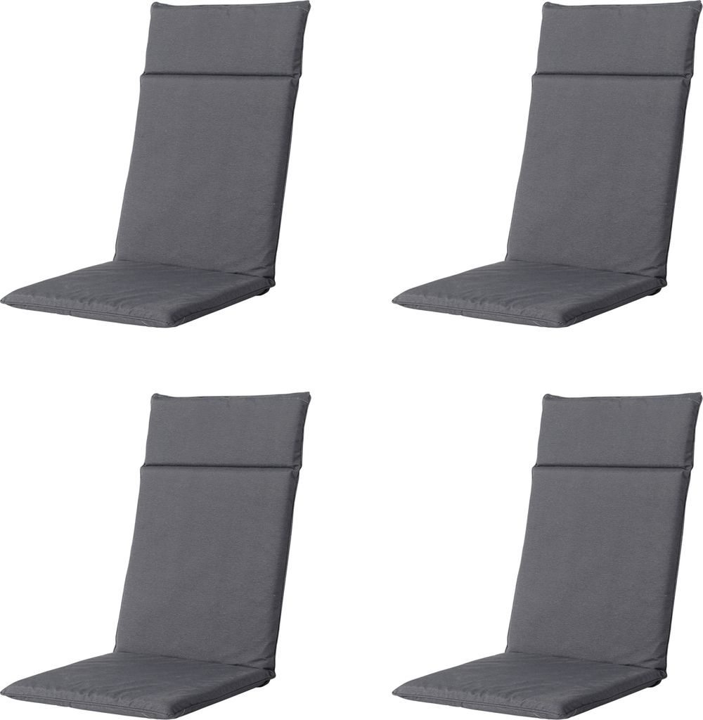 Madison - Gartenstuhlauflage High Back Panama grau - Ca. 120x50 cm - 4er-Set