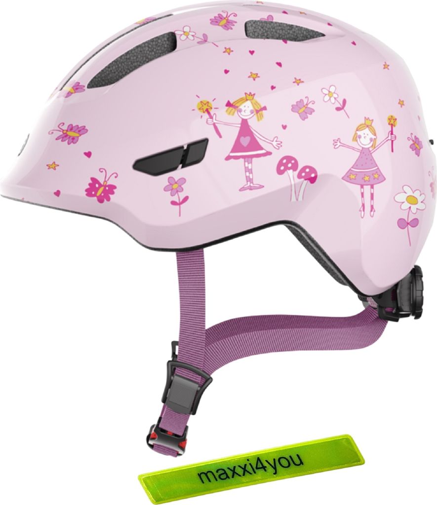 Abus Smiley 3.0 Fahrradhelm Rosa Princess Gr. M (50-55 cm) inkl. maxxi4you Reflexband