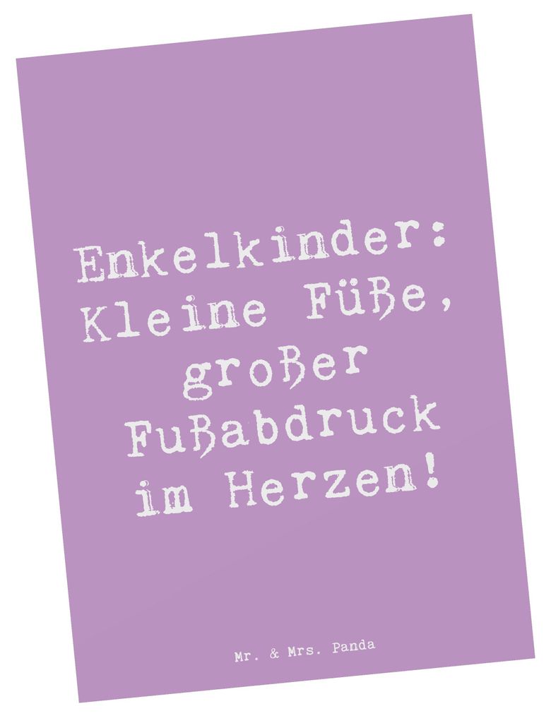 Mr. & Mrs. Panda Postkarte Spruch Enkelkinder Fußabdruck - Lavendeltraum - Geschenk, Liebe, Kunstkarten, emotionale Bindung, Familienglück, Läch...