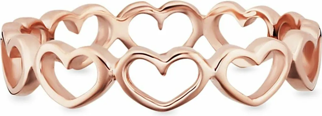 anello cai 925/- argento sterling placcato oro rosa cuori