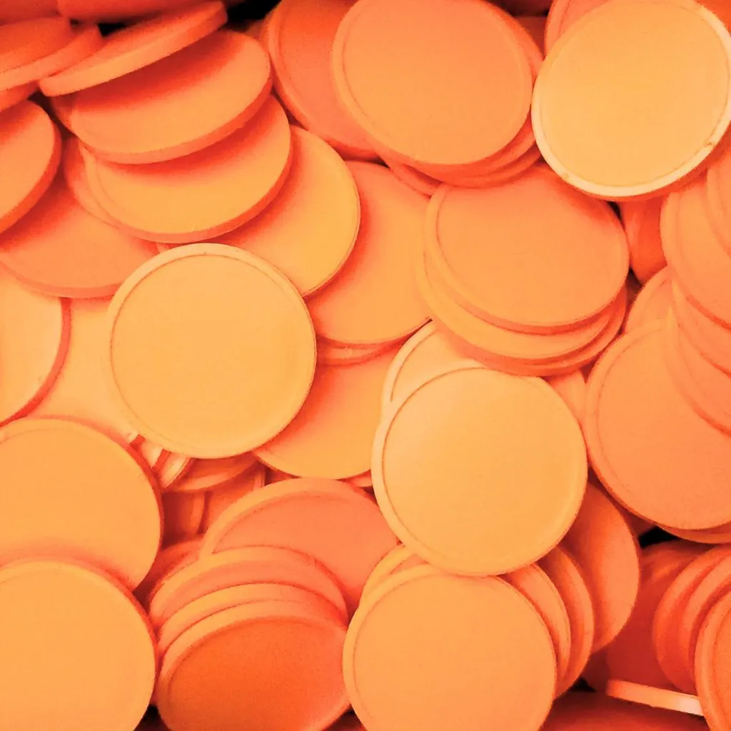 Jetons CombiCraft vierges biodégradables orange Ø29mm par 1000 pièces