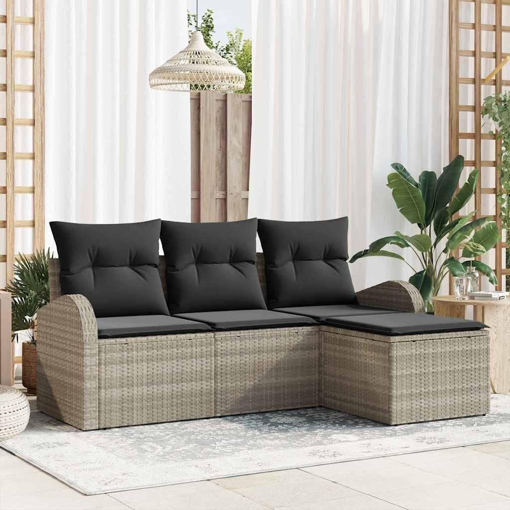 Maison Exclusive - Gartensofa-set Hellgrau Poly-Rattan