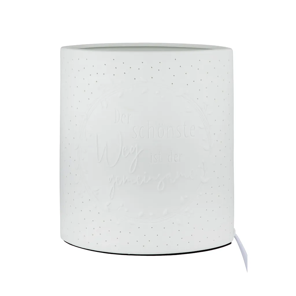Lampe de table Gilde Der schönste Weg en porcelaine blanche - 32473