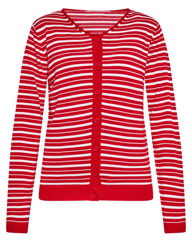 Mutha Damen Cardigan - rot-weiß, XL