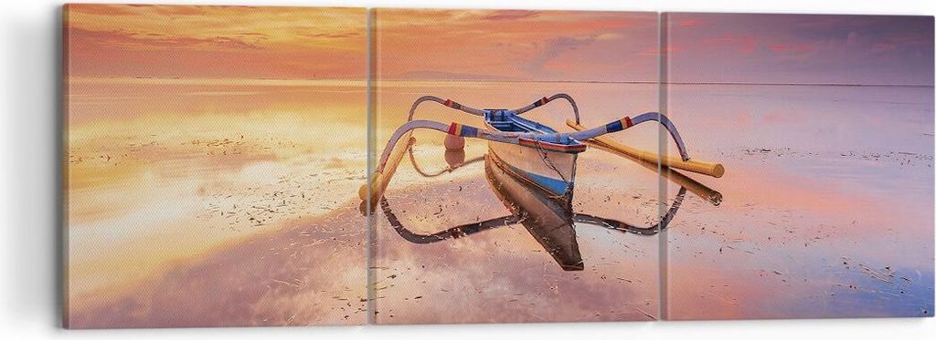 Bild auf Leinwand - Leinwandbild - 3 Teile - £ódŸ Westen Die Sonne - 120x40cm - Wand Bild - Wanddeko - Wandbilder - Leinwanddruck - Bilder - Wan...