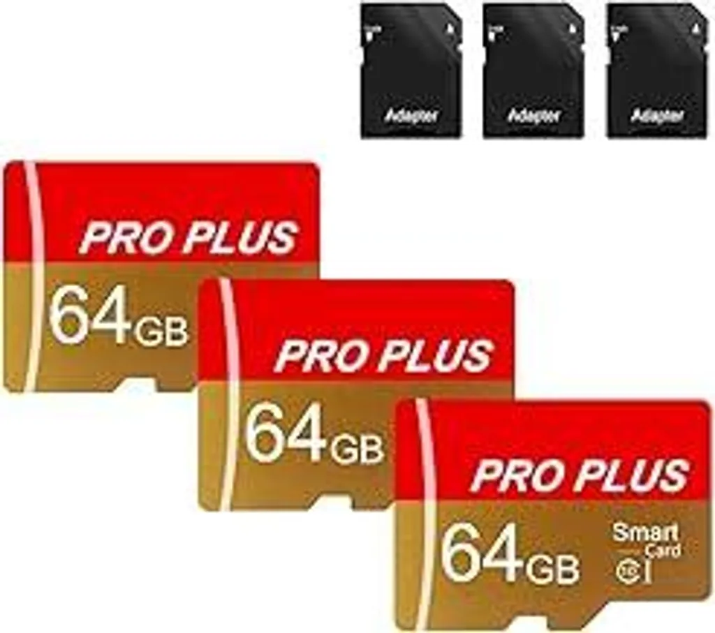 Confezione da 3 schede di memoria da 64 GB con adattatore, scheda di memoria ad alta velocità, scheda di memoria TF UHS-I C10 A1 per tablet/telefoni cellulari/fotocamere/autoradio/console di gioco (TF162 64 GB - confezione da 3) - 1