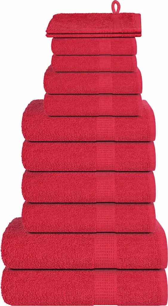 Set 12 Asciugamani FROGN Rosso Cotone 100%: Morbidi e Anti-Sbiadimento