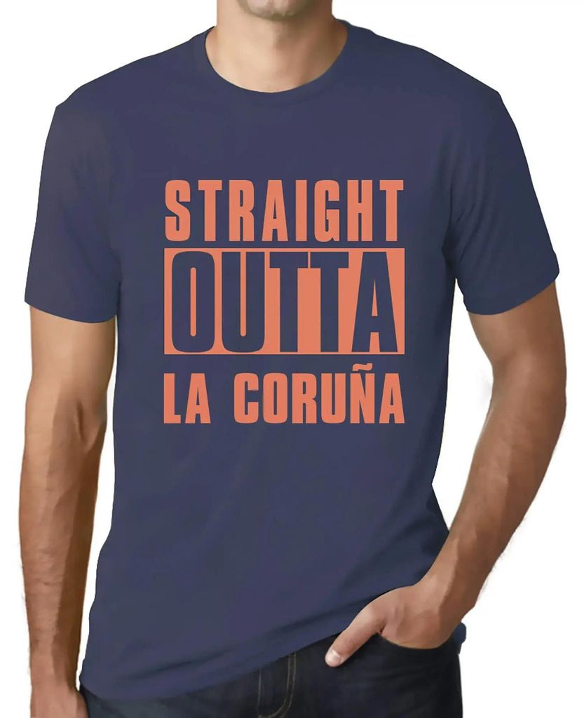 Herren Grafik T-Shirt Straight Outta La Coruña Öko-Verantwortlich Vintage Jahrgang Kurzarm Lustige Druck Geburtstag Geschenk Mann