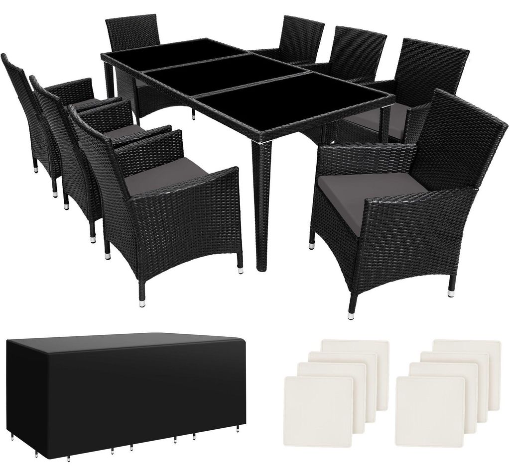 tectake® Aluminium Rattan Sitzgruppe Menorca wetterfest und Produktbild 