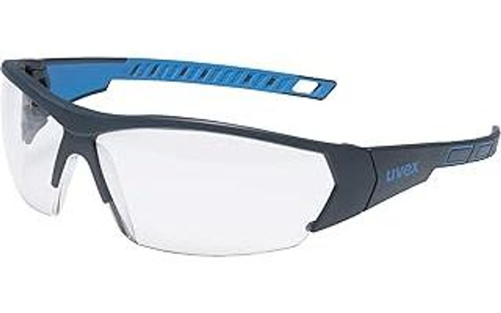 Uvex Schutzbrille i-Works - Kratzfest und beschlagfrei - leichte und sportliche Sicherheitsbrille, Arbeitsschutzbrille mit UV-Schutz - anthrazit-bl...