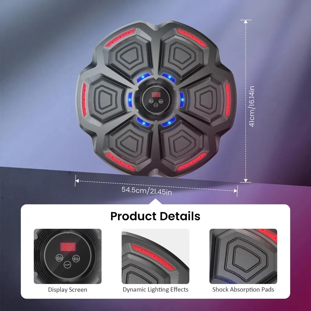 Machine de Boxe Bluetooth à 9 Vitesses - Cible LED avec Compteur de Coups - 6